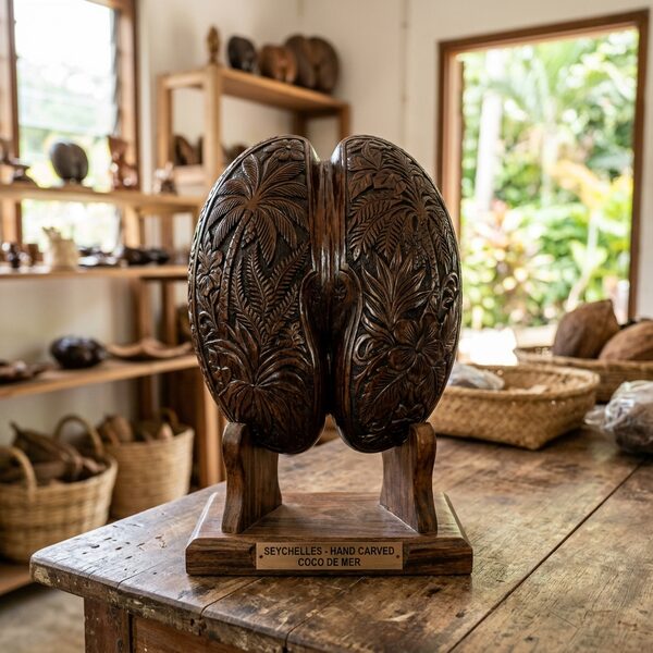 Hand-Carved Coco de Mer Decorative Piece Authentic